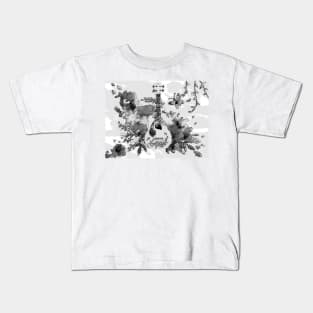 Gray Guitar and lowers Kids T-Shirt